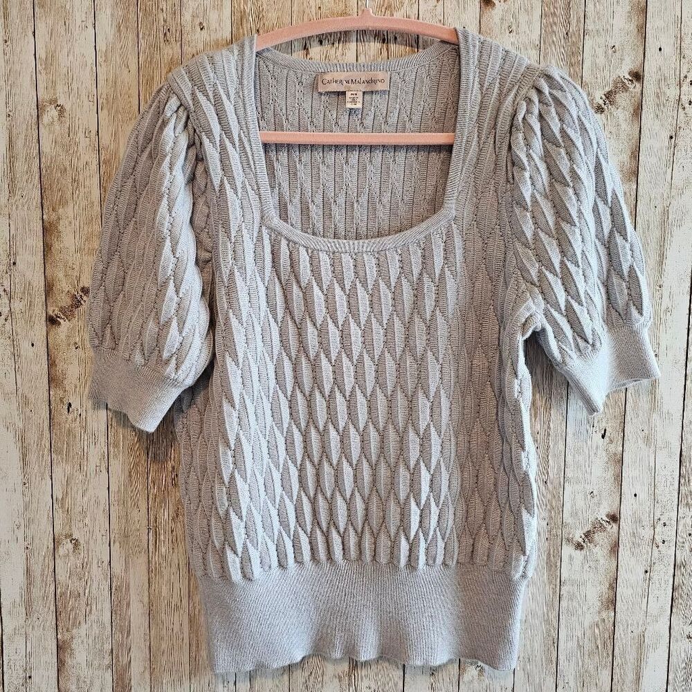 Women's Catherine Malandrino Grey Textured 3/4 Sleeve Sweater Size M NWOT